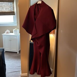 Jovani Elegant Burgundy Evening Dress with Cape!